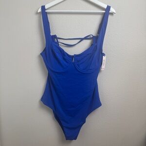 Victorias Secret One Piece Blue Underwire Swim Bathing Suit  Size XXL New